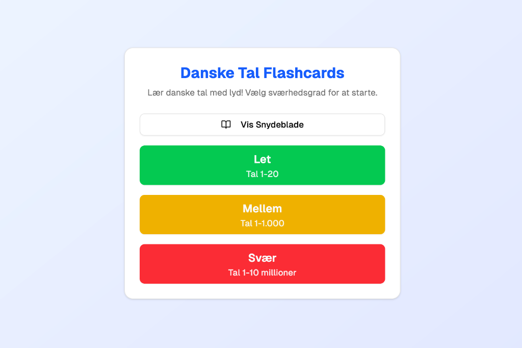 Danish Number Flashcards